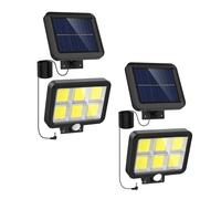 2x Luz Solar Exterior 120LED 260LM + Panel Fotovoltaico. Diseño separado con cable de 4m. Lámpara Solar con Sensor de Movimiento. Foco LED para Iluminación de Exteriores: Patio, Jardín, Garaje.