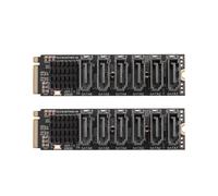 2X M.2 MKEY PCI-e Riser Card M.2 NVME una SATA3.0 PCIE una 6Gpbsx6-Port Expansion Card ASM1166
