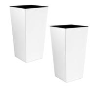 2x maceta alta urbi 2 litros, de plastico, 12,6 x 12,6 x 20 cm en color blanco