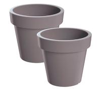 2x maceta de plastico lofly en color gris 24,5 (largo) x 24,5 (ancho) x 22,5 (alto) cm