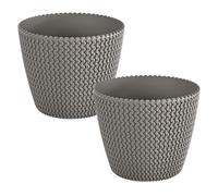 2x maceta redonda 11,5l prosperplast splofy de plastico en color gris, ø29,5 x 24,9 cm