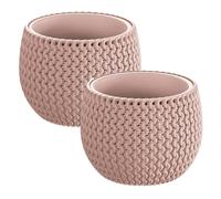 2x maceta redonda con deposito splofy bowl de plastico en color mocca 23,9 (largo) x 23,9 (ancho) x 16,1 (altura) cm