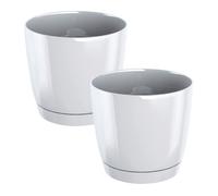 2x maceta redonda de plastico coubi round p en color blanco 15,5 (largo) x 15,5 (ancho) x 14,2 (altura) cm