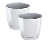 2x maceta redonda de plastico coubi round p en color blanco 18 (largo) x 18 (ancho) x 16,5 (altura) cm