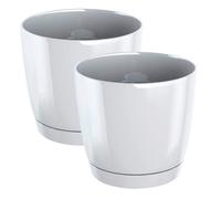 2x maceta redonda de plastico coubi round p en color blanco 28 (largo) x 28 (ancho) x 26,2 (altura) cm
