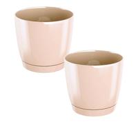 2x maceta redonda de plastico coubi round p en color crema 12 (largo) x 12 (ancho) x 11 (altura) cm