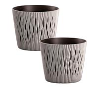 2x maceta redonda de plastico sandy round en color gris 15,8 (largo) x 15,8 (ancho) x 13,8 (alto) cm