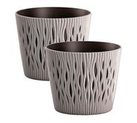 2x maceta redonda de plastico sandy round en color gris 26,2 (largo) x 26,2 (ancho) x 22,2 (alto) cm