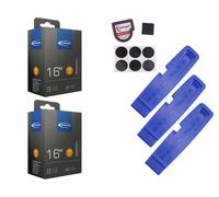 2x Manguera Bicicleta Schwalbe 47-305 (16x1.75) DV 32mm Válvula Dunlop + Elev...