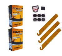 2x Manguera Continental 32-622 (28x1.25) DV 40mm Válvula Dunlop + Elevador de...