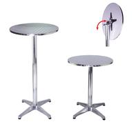 2X Mesa Alta Bistró 2En1 Aluminio Altura 70/115Cm Mesa De Jardín Ø 60Cm Redonda