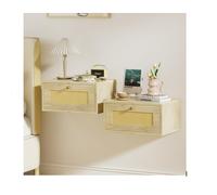 2X Mesitas de Noche Flotantes Modernas de Pared | Mesitas de Cabecera de Madera con Cajones para , Dormitorio | 40X30X20Cm, Estilo Europeo, Color Champán