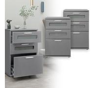 2x Mesitas de noche mueble cómoda gris mesa 3 cajónes para dormitorio 40x60x38cm