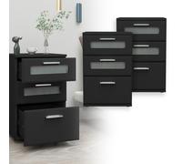 2x Mesitas de noche mueble mesa para dormitorio cajonera salón negro 40x60x38cm