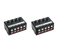 2X mezclador de audio estéreo de 4 canales soporte entrada y salida RCA mini mezclador estéreo pasivo con controles de volumen separados