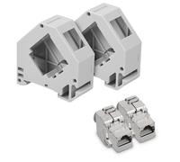 kwmobile 2X Módulo Keystone para Cable CAT6A - Conector RJ45 blindado con Soporte de raíl DIN - Adaptador con Carcasa para Cables de Red Ethernet