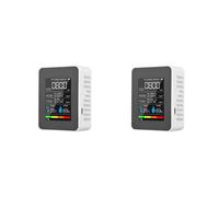 2X Monitor de Calidad del Aire 5 en 1 TVOC HCHO Medidor de CO2 de Temperatura Y Humedad, Detector de CO2 Recargable Por USB