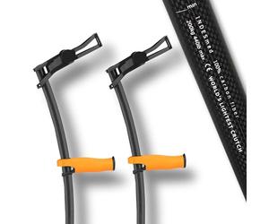 2x Muleta 100% Fibra de Carbono INDESmed, La más ligera del mundo, Diseñada y Fabricada en España, Premiada internacionalmente, adulto, ortopédica, regulable y ergonómica (NARANJA, M - 165/175cm)