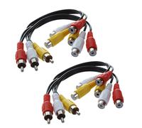 2X Nuevo Adaptador Divisor de Audio y Video AV de 3 Conectores Macho a 6 Conectores Hembra