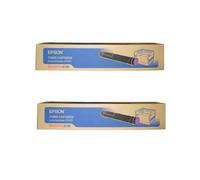 2x Original Epson Tóner C13S050196 Agenta para Aculaser C9100 C9100B