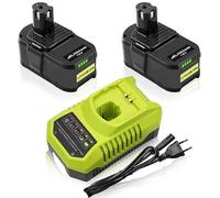 2X P108 de Repuesto para Ryobi batería 18V 8.0Ah + 9,6V-18V 3A Cargador | para Ryobi Cargador BCL14181H de Iones de Litio y batería NI-MH para P106 P107 P105 P108 P100 P102 P103