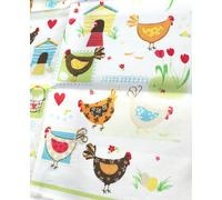 2x Paño de Cocina Gallinas Kracht Tela Mixta Gallo Primavera Herz Huevos Flores