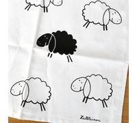 2x Paño de Cocina Oveja Kracht Pañuelos Tela Mixta Cordero Animales Negro Blanco