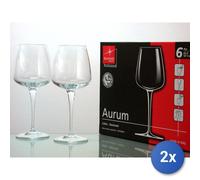 2x Paquetes 6 Copas De Vidrio Aurum Burgunder Cl 43 Transparente Bormioli Rocco