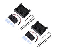 2X para Raspberry Pi 4 Carcasa de Aluminio con Doble Ventilador Ventilador Carcasa MetáLica Caja Negra