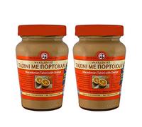 2x Pasta de sésamo Tahini con naranja de Macedonia (700g) Tahin Pasta de sésamo Mus crema marrón 2 vasos a 350g Taxini de Creta