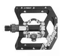 2x Pedales Combi Exustar E-PM827 SPD Compatible Aluminio Eje CrMo Negro 9/16