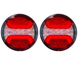 2x Piloto Trasero LED Neón 3 Funciones 12V 24V para Remolque, Caravana, Camión, Tractor - Luz Freno, Intermitente y Posición - Homologado E9