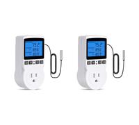 2X Plug-in Thermostat Temperature Controller Socket Heating Cooling Control Timer 1800W 110V 15A Backlit Display US Plug
