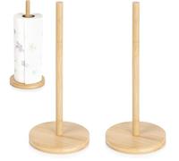 2X Portarrollo De Papel de Cocina Higiénico Soporte De Bambú Vertical para Cocina y Baño Porta Rollos Dispensador De Toallas De Papel