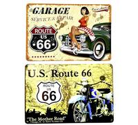 2x Póster de DiiliHiiri Coches y Motos Clásicos Americano Años 50 -30x20cm- Carteles Retro Ruta 66 Route 66 Decoración Americana | Placa Vintage Estados Unidos (2635-267-304)