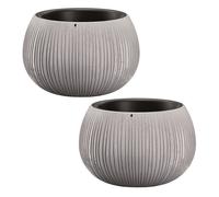 2x prosperplast beton bowl de plástico con depósito en color cemento, 11 (alto) x 14,4 (ancho) x 14,4 (profundo) cms