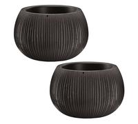 2x prosperplast beton bowl de plástico con depósito en color cemento negro, 11 (alto) x 14,4 (ancho) x 14,4 (profundo) cms