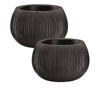 2x prosperplast beton bowl de plástico con depósito en color cemento negro, 13,6 (alto) x 18 (ancho) x 18 (profundo) cms