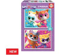 Educa - Set de 2 Puzzles Infantiles con 20 Piezas. SuperKitties. Medidas: 28 x 20 cm. Recomendados a Partir de 4 años (20340)