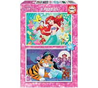 Educa - Set de 2 Puzzles Infantiles con 48 Piezas de cartón | Puzzle Disney Ariel y Jasmin | Princesas Disney | Recomendado A Partir de 4 5 6 años (18213)