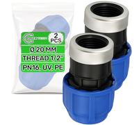 2x Racor Manguito Ø20mm x 1/2″ para Conectar Tubo Polietileno PE