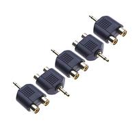 2X RCA Stereo Converter a 3,5 mm Mono por Keple, Adaptador de Audio, Divisor en Y, Conector Macho de 3,5 mm con un Anillo Macho a 2 x conexión Hembra RCA Phono (Paquete de 5)