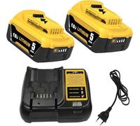 2X Repuesto Baterías para Dewalt 18V 5,0Ah + 3A para Dewalt Cargador DCB107 10.8-20V Compatible con DCB180 DCB181 DCB182 DCB183 DCB184 DCB185 DCB200 DCB201 DCB203 DCB204 Powayup