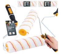 2x Rodillo Pintura 25 cm Recambio Mango Marco Acrílico Revestimiento Papel Pintado Pared Aplicación Barniz Tinte Juego Herramienta Reformas Hogar Pintor