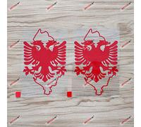 2X Rojo 12,7 cm Águila de Albania Mapa Contorno Pegatinas de Vinilo para Coche Troqueladas sin fondo Estilo b