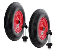 2x Rueda Carretilla de Repuesto Caucho Macizo 4.80/4.00-8 Con Eje Borde Acero