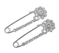 2x Scarf Clip Diamante Rhinestone Ornament Brooch Men Women Safety Pin Brooch