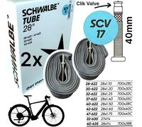 2x Schwalbe Road Fahrrad-Schlauch SCV17 28" 1,1 -1 , 75" 700x28-45C Clik Válvula