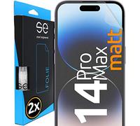 2x se® Protector 3D Antirreflejo para Apple iPhone 14 Pro Max, Protección Solar, Compatible con Huellas y FaceID, Instalación sin Burbujas, Mate, Resistente a Golpes y Arañazos, Matériau TPU