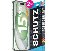 2x se® Protector 3D Antirreflejo para Apple iPhone 15 Plus, Protección Solar, Compatible con Huellas y FaceID, Instalación sin Burbujas, Mate, Resistente a Golpes y Arañazos, Matériau TPU